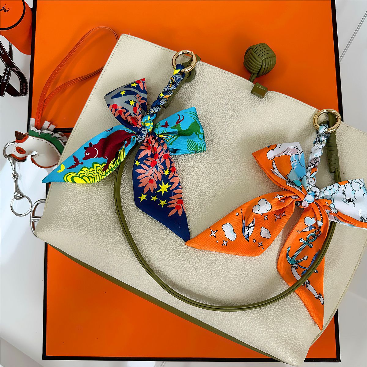 Women'S Ysl Fashion - Elegant Silk Scarf Bow Bag Charm,