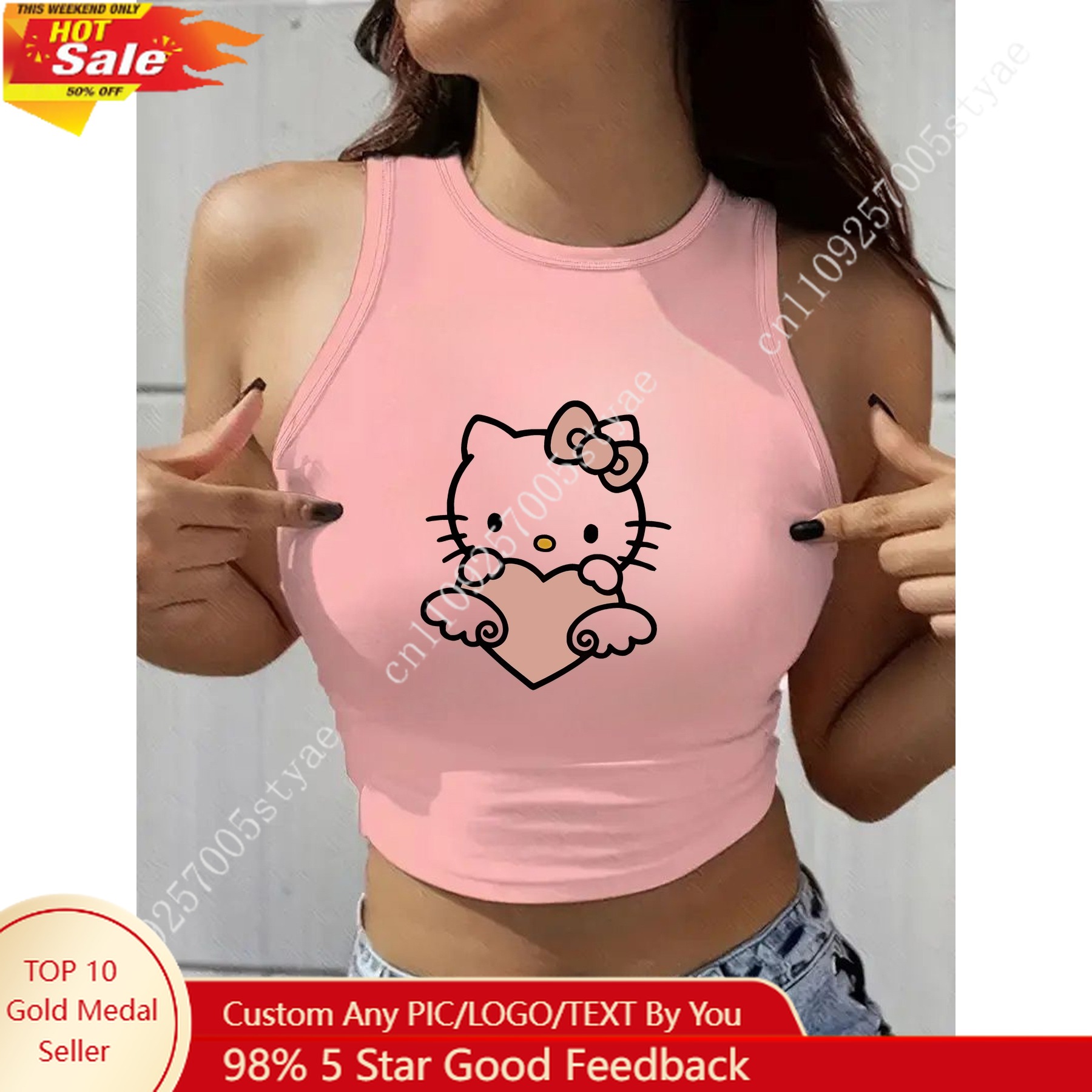 Women Fashion Vest - HELLO KITTY Classic Round Neck Women's