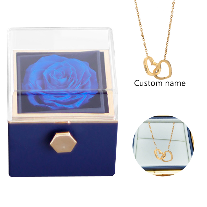 Women'S Day Fashion Show - Blue Eternal Flower Rose with Jewelry