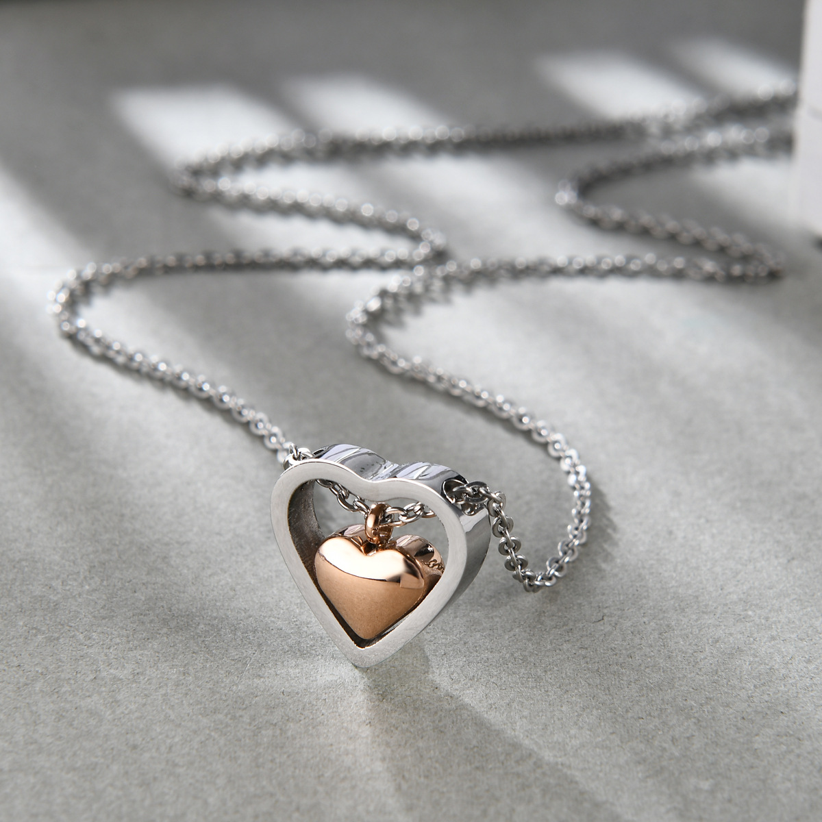 Women'S Day Fashion Show - Double Love Heart Stainless Steel Pendants