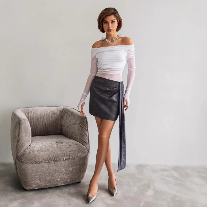 Women  Mesh Off Shoulder Top S - Women Top Fashion recension och pris