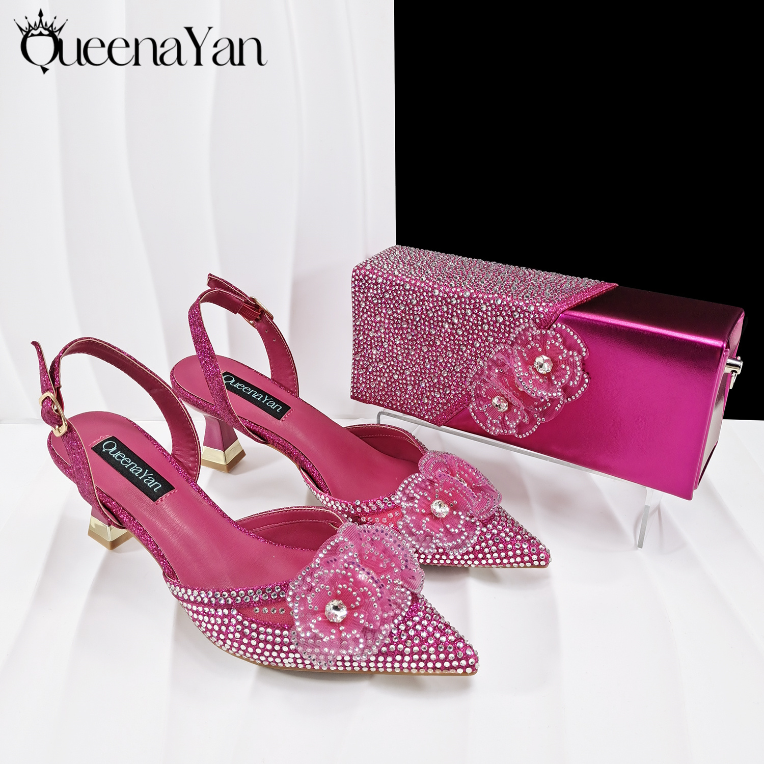 QueenaYan Fuchsia Color Shoes  - Women Fashion Handbags recension och pris