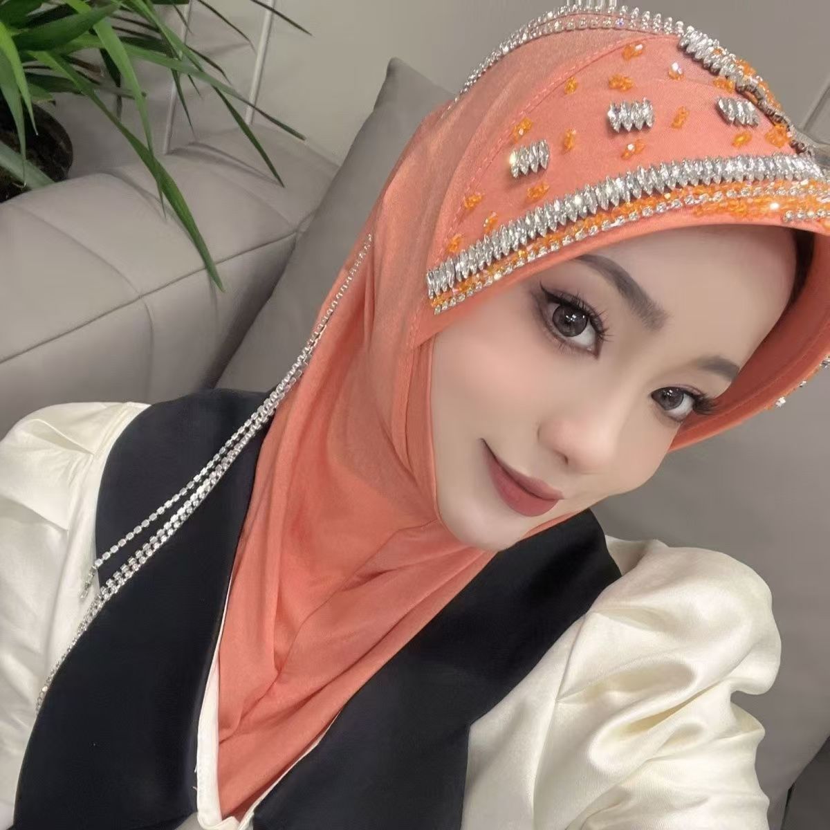 Luxury Hat Hijab Pink Scarf wi - Women'S Fashion Hats recension och pris