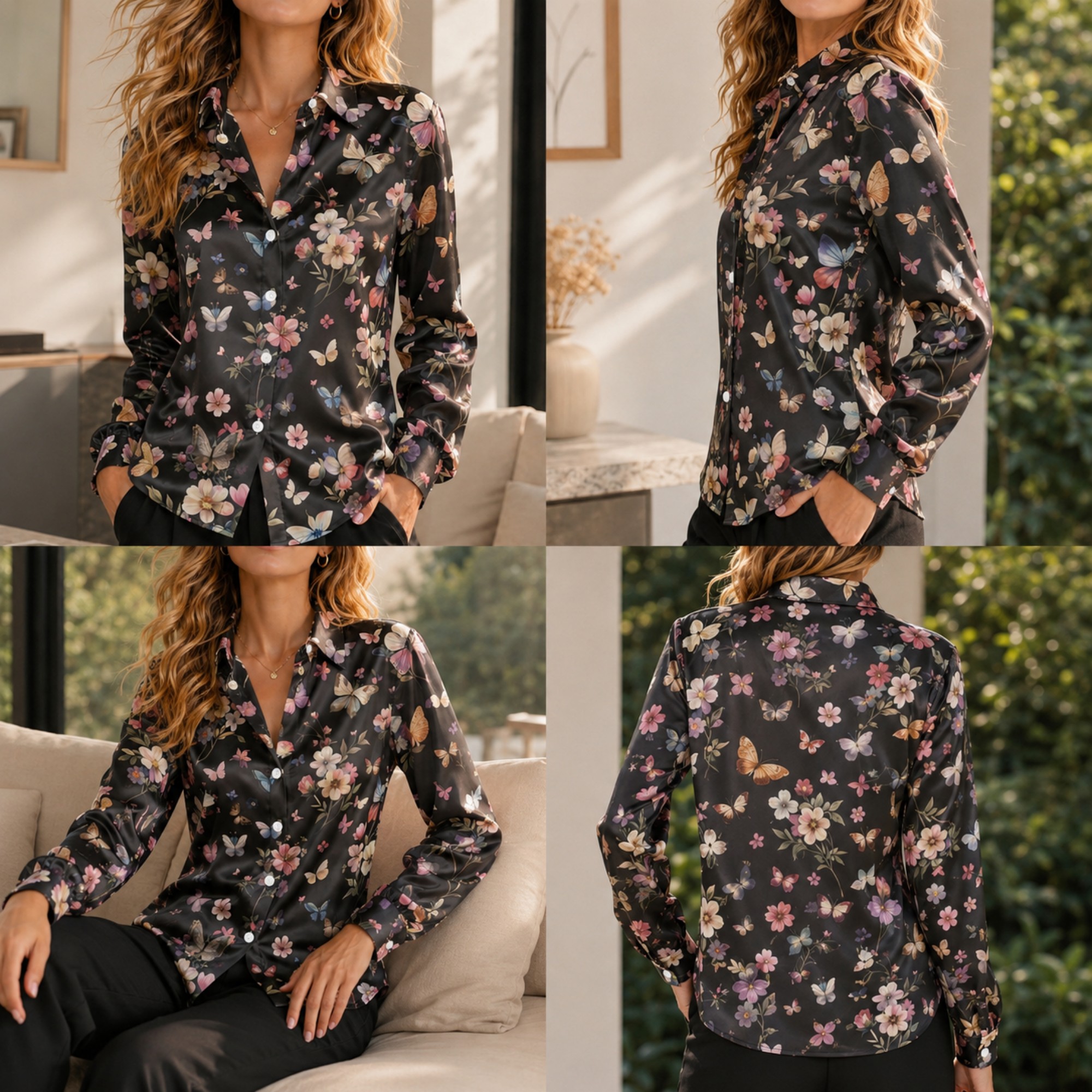 Women Loose Satin Shirt Long S - Women Top Fashion recension och pris