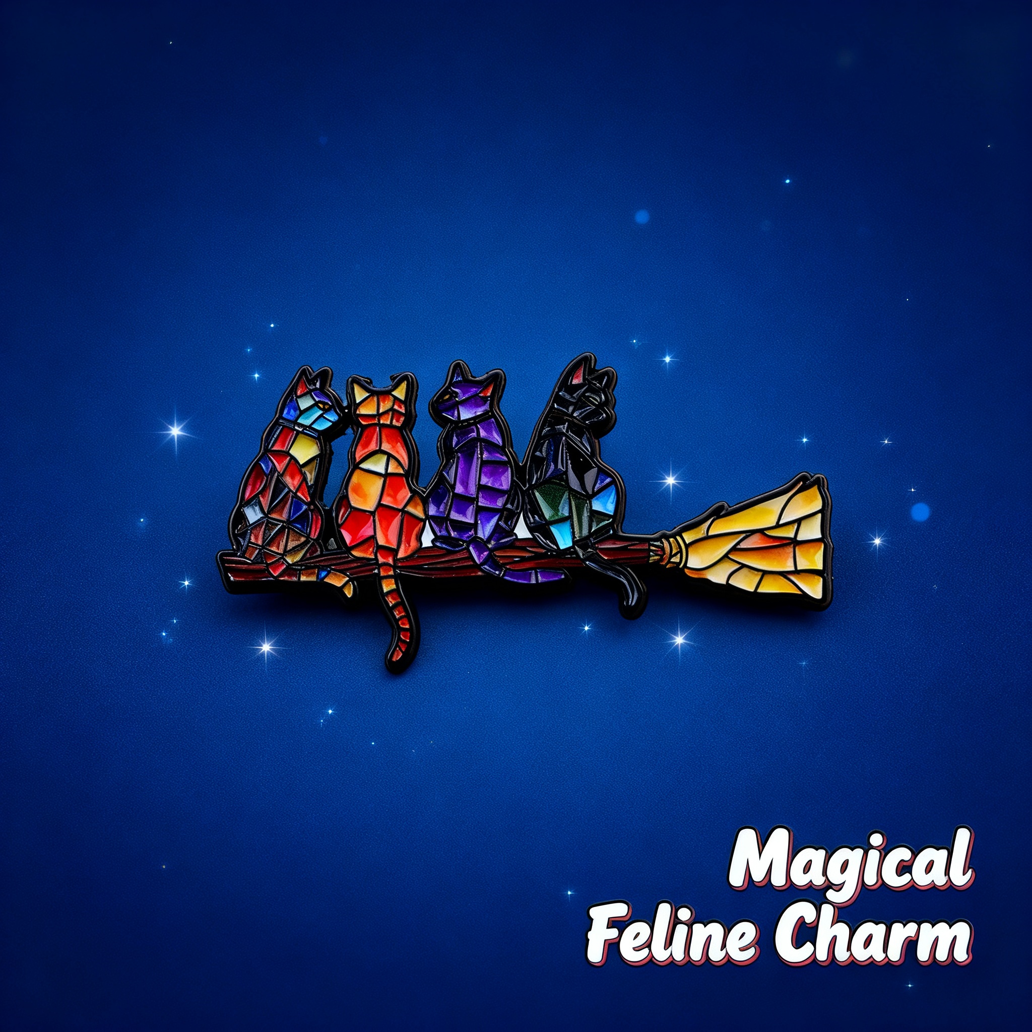 Colorful Cat Enamel Pin Witch  - Women'S Fashion Hats recension och pris