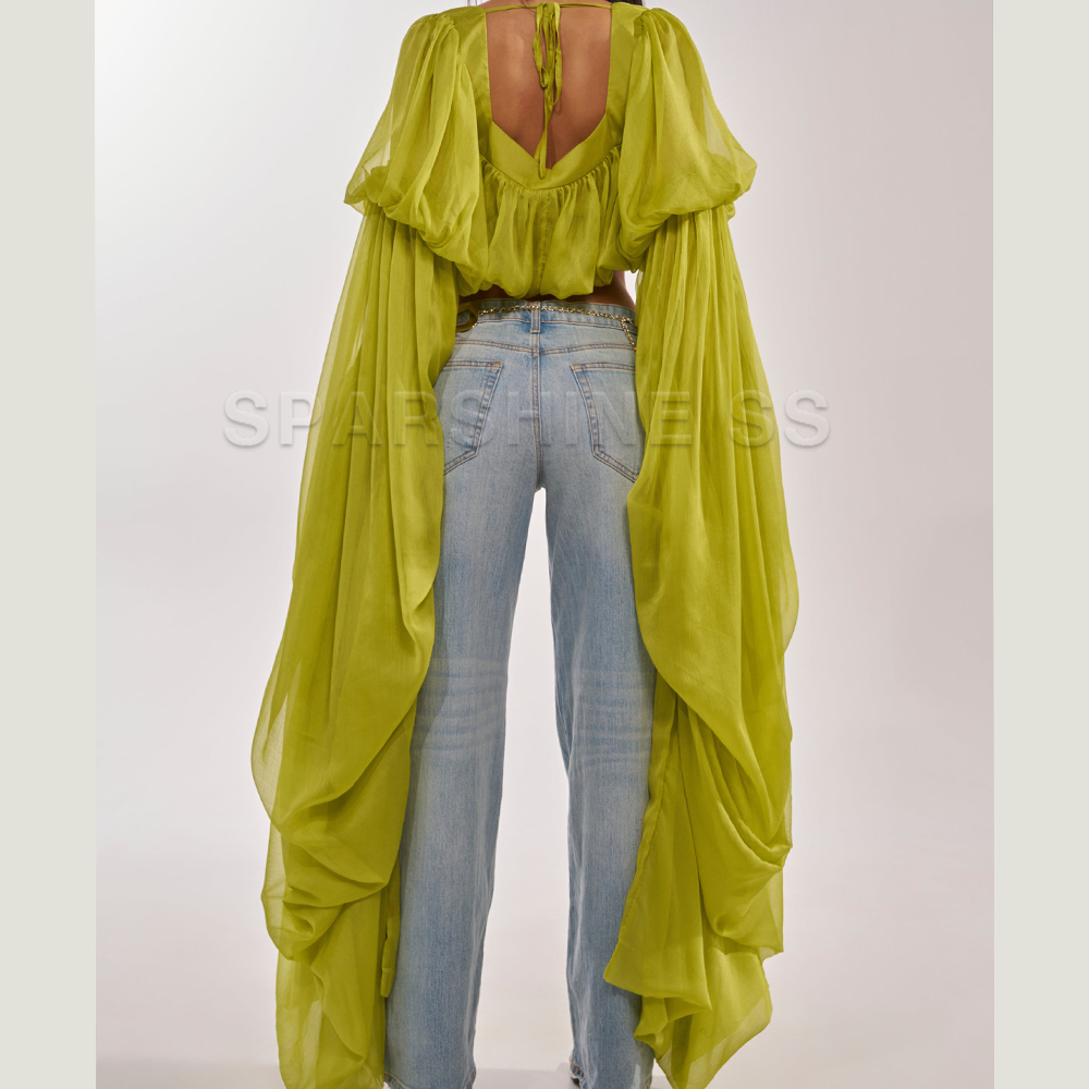 Women Chiffon Crop Top, Puff L - Women Top Fashion recension och pris