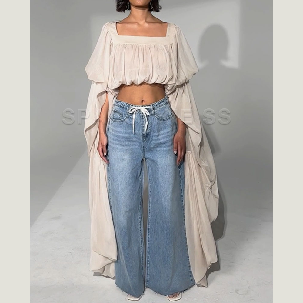 Women Chiffon Crop Top, Puff L - Women Top Fashion recension och pris