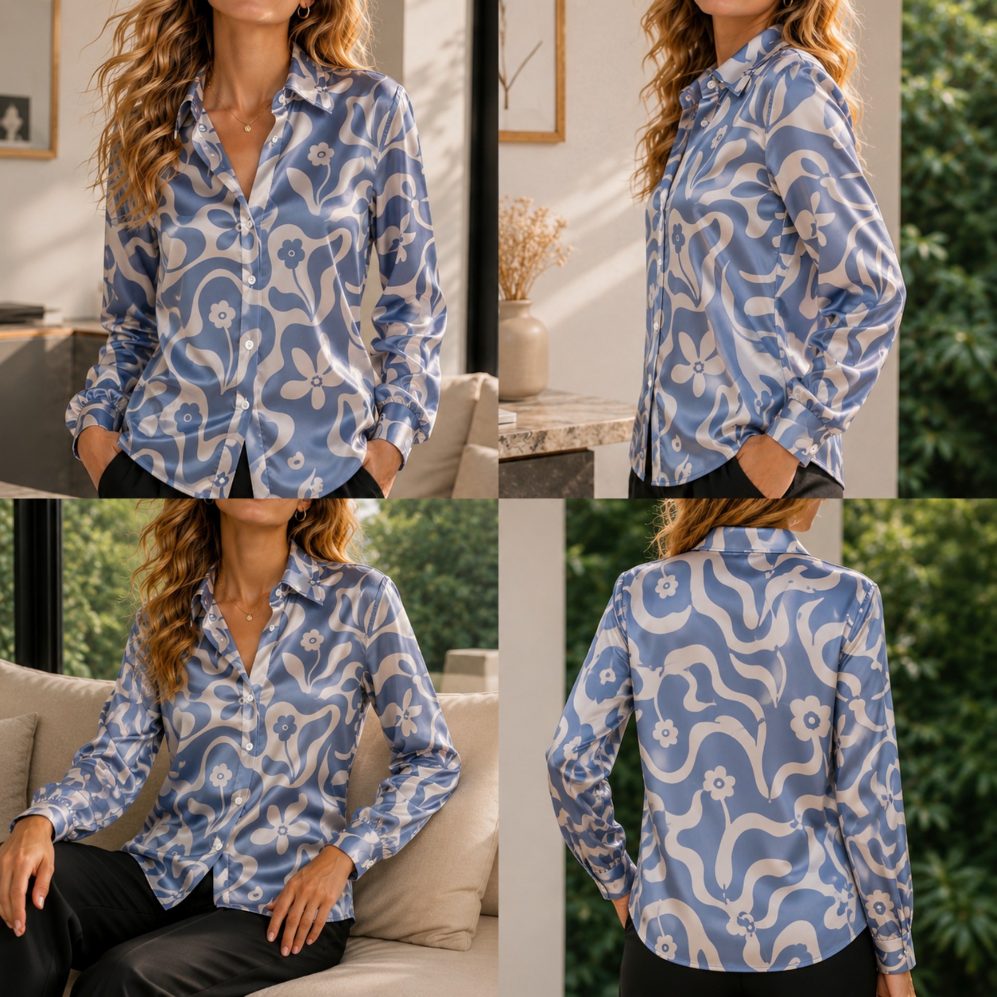 Women Green Satin Blouse White - Women Fashion Wear recension och pris