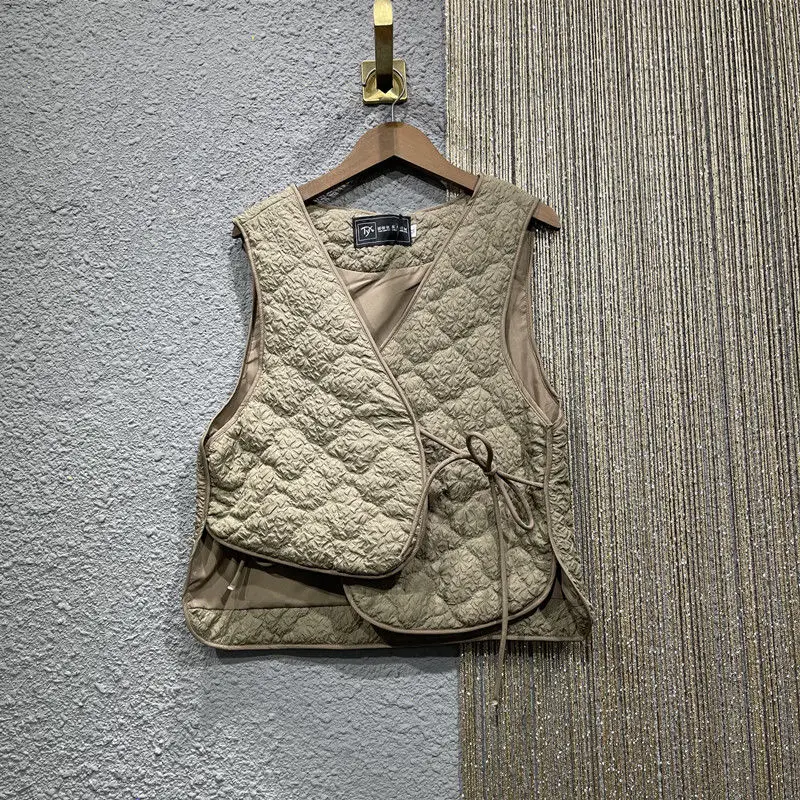 Vintage Women Lace-up V-neck S - Puffer Vest Fashion Women recension och pris