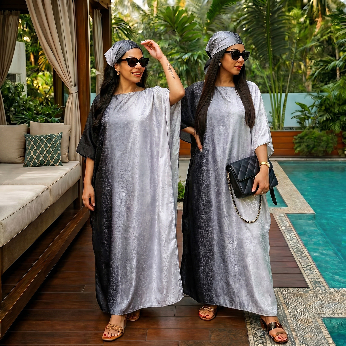 2PCS Gradient Cracked Satin Mu - Women Fashion Wear recension och pris