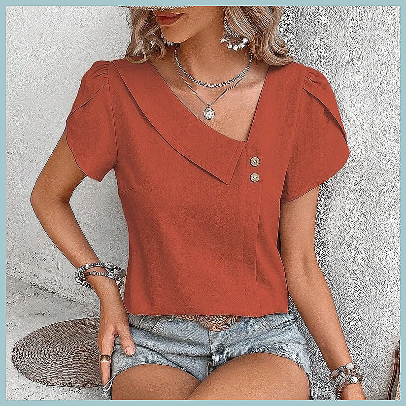 2024 Summer Vintage Solid Colo - Women Top Fashion recension och pris